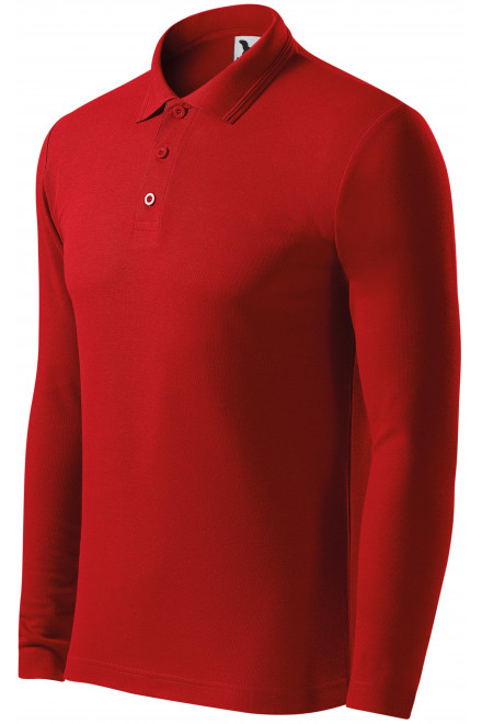Мъжка риза поло с дълъг ръкав, червен, мъжки поло тениски
