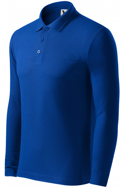 Мъжка риза поло с дълъг ръкав, кралско синьо