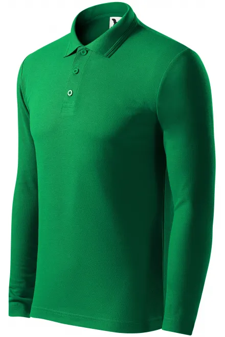 Мъжка риза поло с дълъг ръкав, трева зелено
