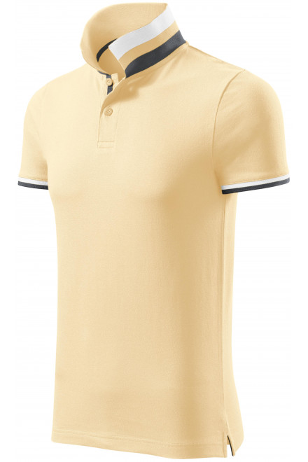 Мъжка риза поло с яка нагоре, ванилия, мъжки поло тениски