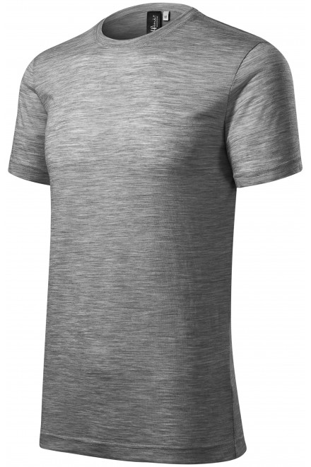 Мъжка тениска от мериносова вълна, тъмно сив мрамор, обикновени тениски