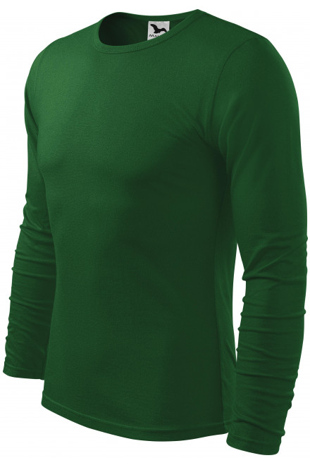 Мъжка тениска с дълъг ръкав, бутилка зелено, мъжки тениски