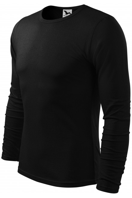 Мъжка тениска с дълъг ръкав, черен, черни тениски