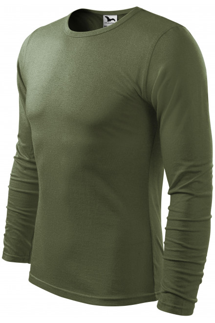 Мъжка тениска с дълъг ръкав, каки, зелени тениски