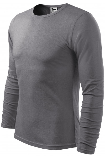 Мъжка тениска с дълъг ръкав, стоманено сиво, тениски без щампи