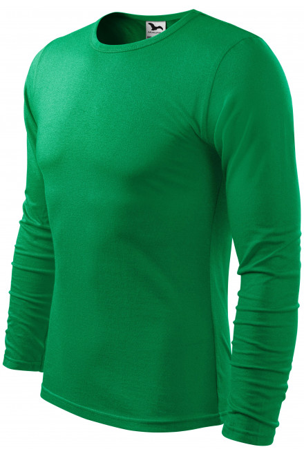 Мъжка тениска с дълъг ръкав, трева зелено, памучни тениски