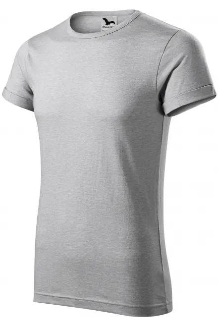 Мъжка тениска с завити ръкави, сребърен мрамор