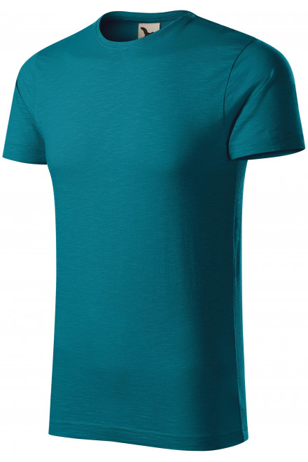 Мъжка тениска, текстуриран органичен памук, бензин син, тениски с къс ръкав