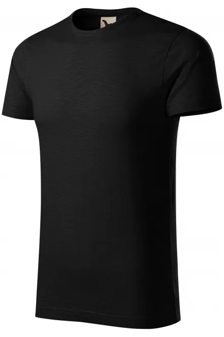 Мъжка тениска, текстуриран органичен памук, черен