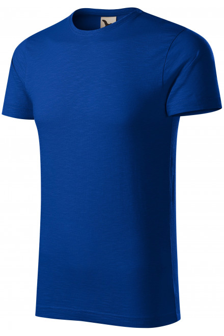 Мъжка тениска, текстуриран органичен памук, кралско синьо, тениски с къс ръкав