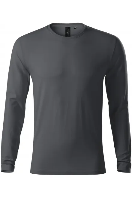 Прилепнала мъжка тениска с дълъг ръкав - светло сив, M