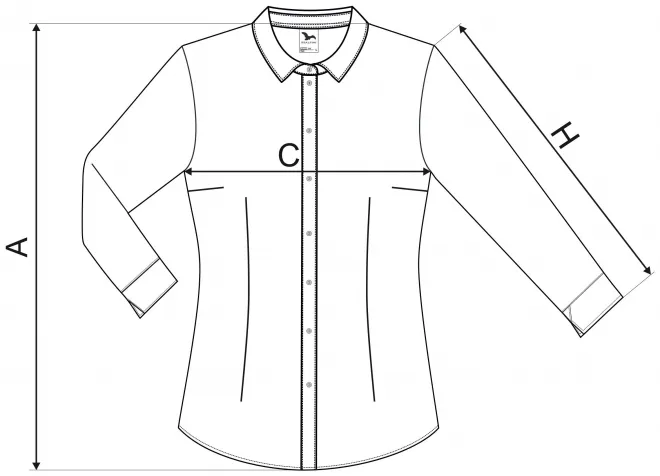 Дамска блуза с дълъг ръкав - таблица с размери