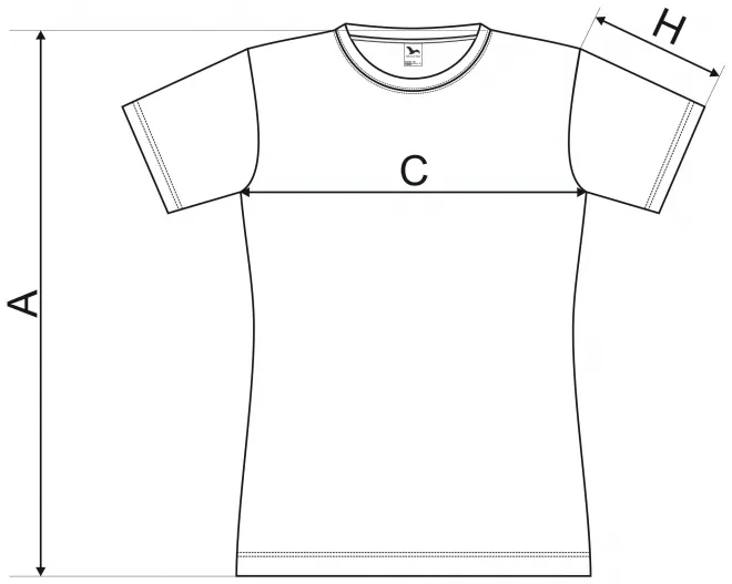 Дамска спортна тениска - таблица с размери