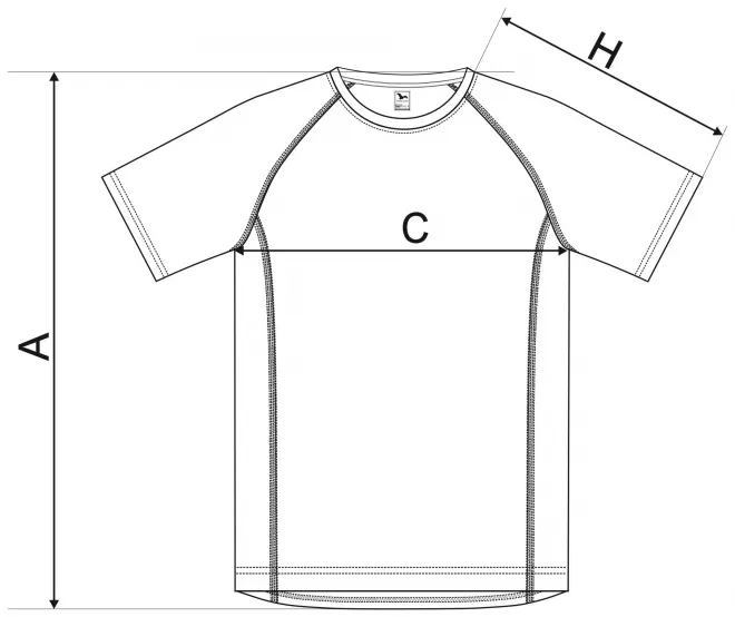 Мъжка спортна тениска - таблица с размери