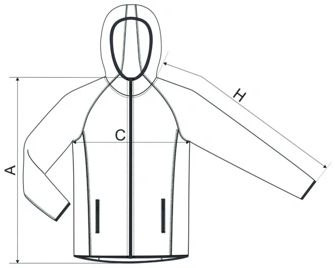 Мъжки спортен суичър - таблица с размери