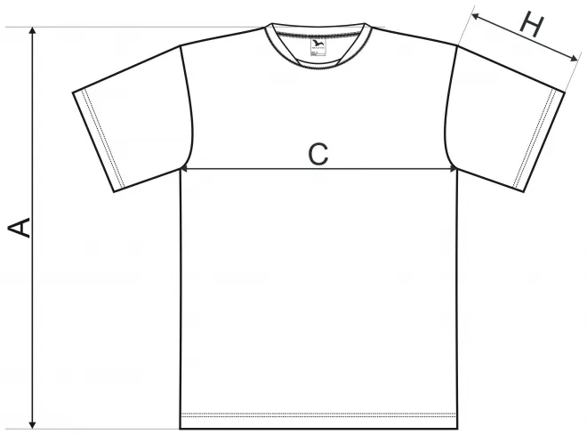 Тениска с асиметрично деколте - таблица с размери