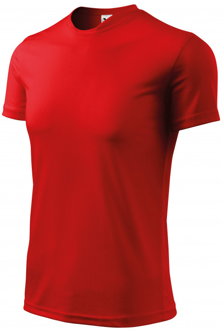 Тениска с асиметрично деколте, червен, обикновени тениски