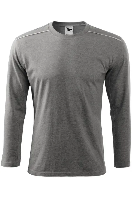 Тениска с дълъг ръкав - тъмно сив мрамор, M