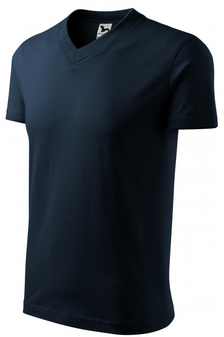 Тениска с къс ръкав, средно тегло, тъмно синьо, обикновени тениски