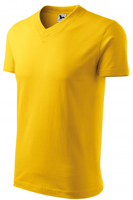 Тениска с къс ръкав, средно тегло, жълт, обикновени тениски