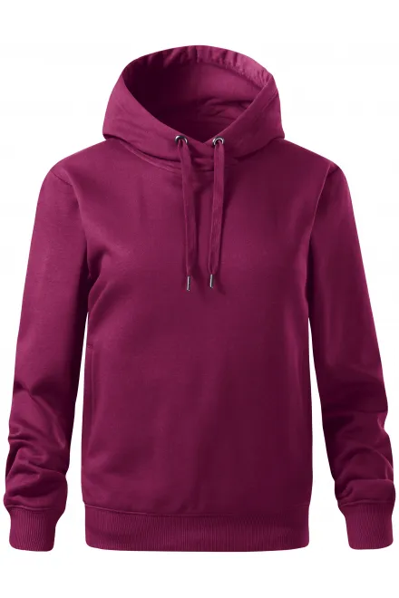 Удобен дамски суичър с качулка - фуксия, XS