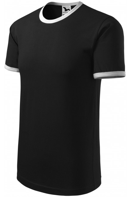 Унисекс контраст тениска, черен, обикновени тениски