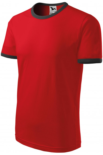 Унисекс контраст тениска, червен, обикновени тениски