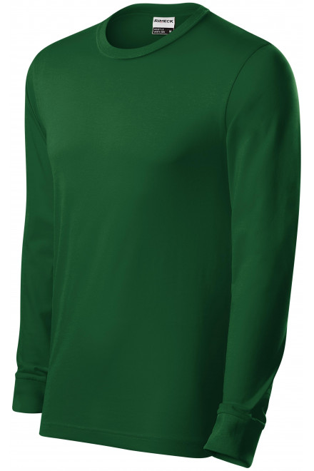 Устойчива мъжка тениска с дълъг ръкав, бутилка зелено, обикновени тениски
